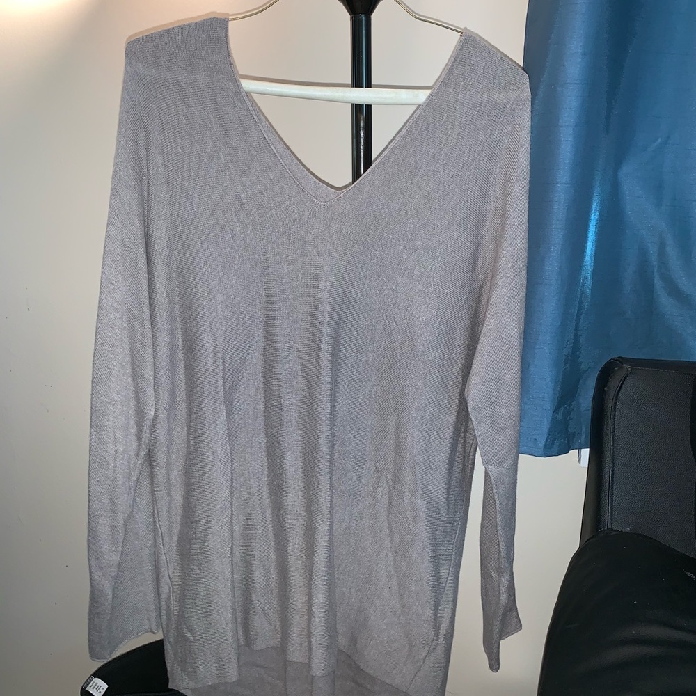 Gray V-neck, medium sweater
